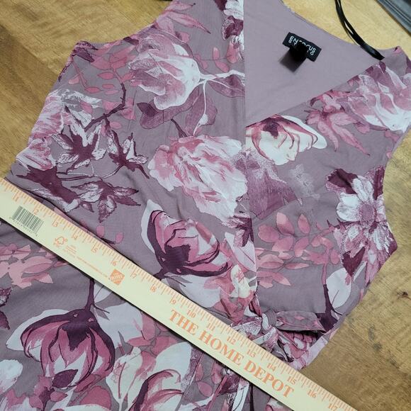 Enfocus Studio Floral Midi Dress Womens 12 Pink Floral Chiffon Romantic Ballet - Picture 12 of 12